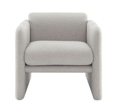 Arm Chair With Waved Arms, Metal Decoration On Both Side Arms