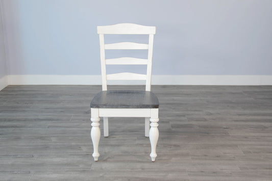 Carriage House - Ladderback Chair, Wood Seat (Set of 2) - Cottage White / Europen Dark