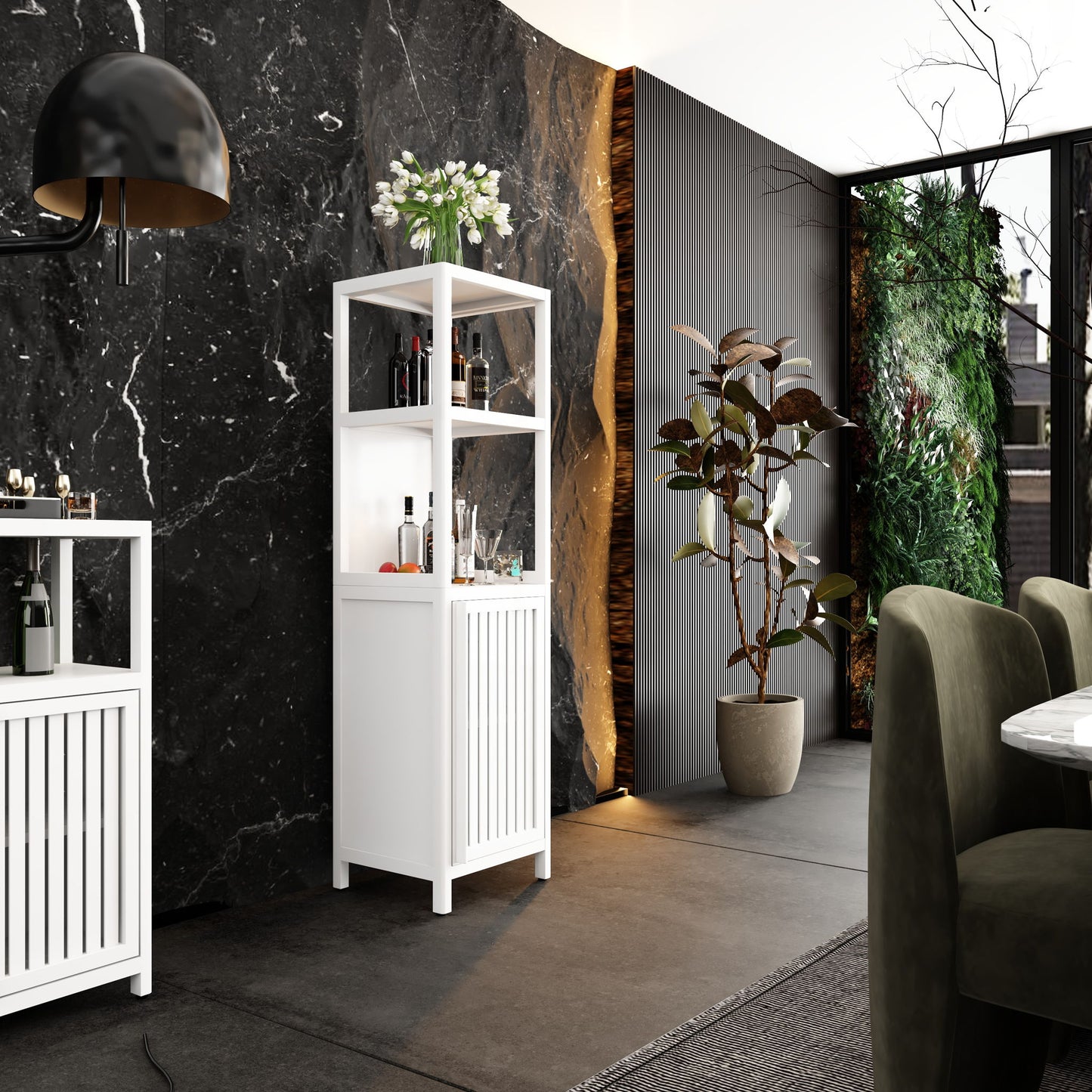 Storage Cabinet With Tall Tower, Multifunctional For Bathroom