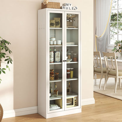 Kitchen Pantry Cabinet With 5 Adjustable Shelves, Freestanding Storage For Kitchen - White