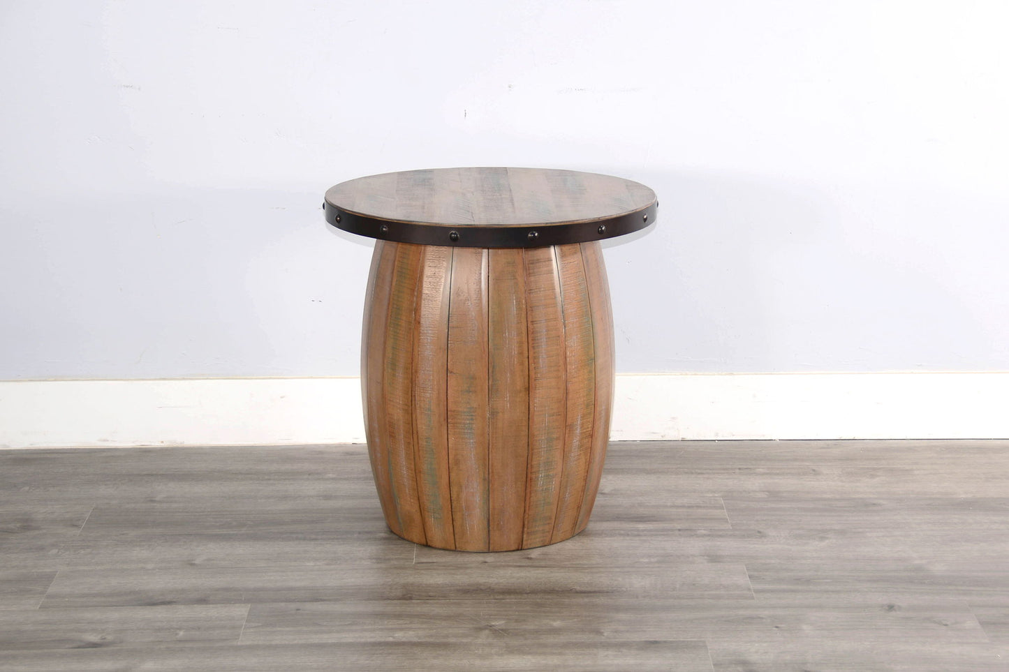 Planked Wood Round Table