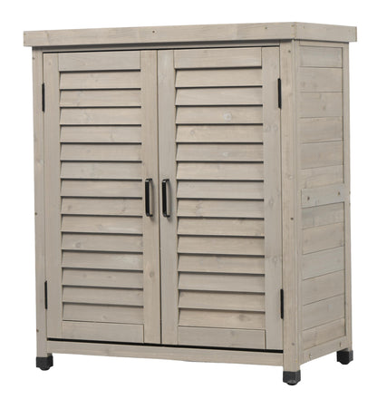 Potting Bench With Storage Cabinet And Metal Table Top For Outdoor