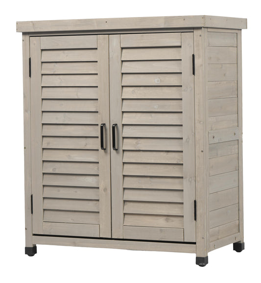 Potting Bench With Storage Cabinet And Metal Table Top For Outdoor