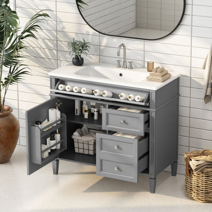 Bathroom Vanity & Top Sink, Modern Bathroom Storage Cabinet With 2 Drawers And A Tip-Out Drawer