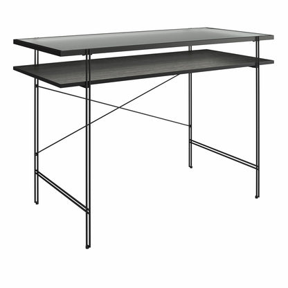 Vance - Computer Desk With Fluted Glass Desktop - Black