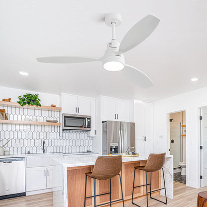 Ceiling Fan With Reversible DC Motor, LED Light, Solid Blades, Remote Control