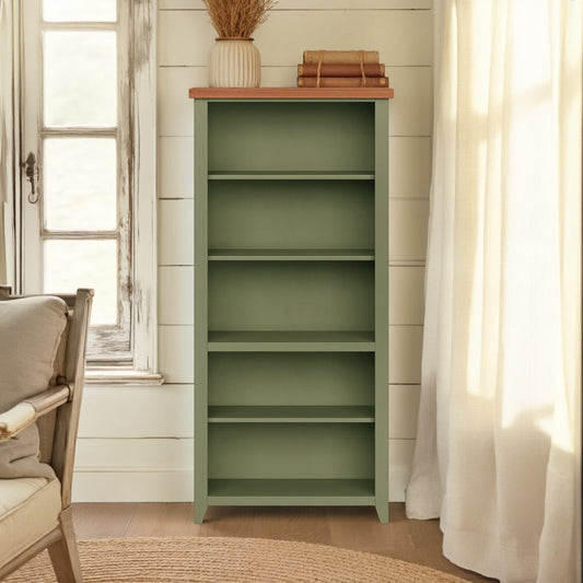 Vineyard - 72" High 5 Shelf Bookcase - Sage Green And Fruitwood