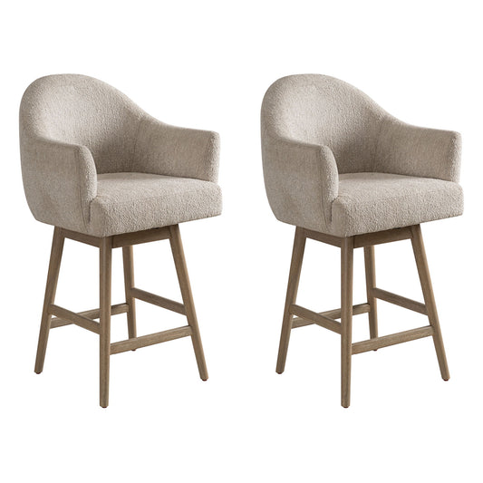 Jaxon - Solid Wood Upholstered 26" Counter Height Swivel Barstool