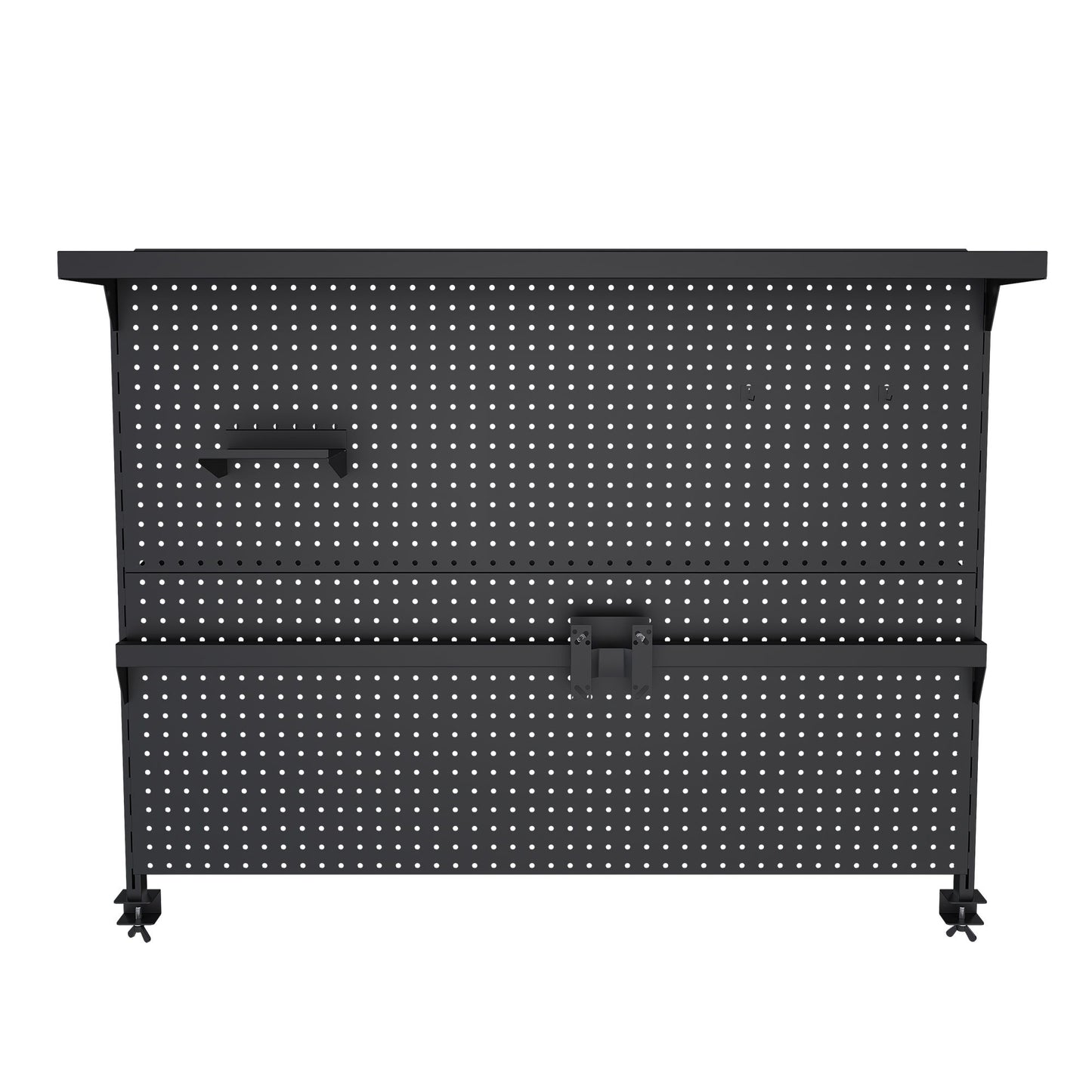 Clamp On Desk Pegboard With Single Monitor Stand