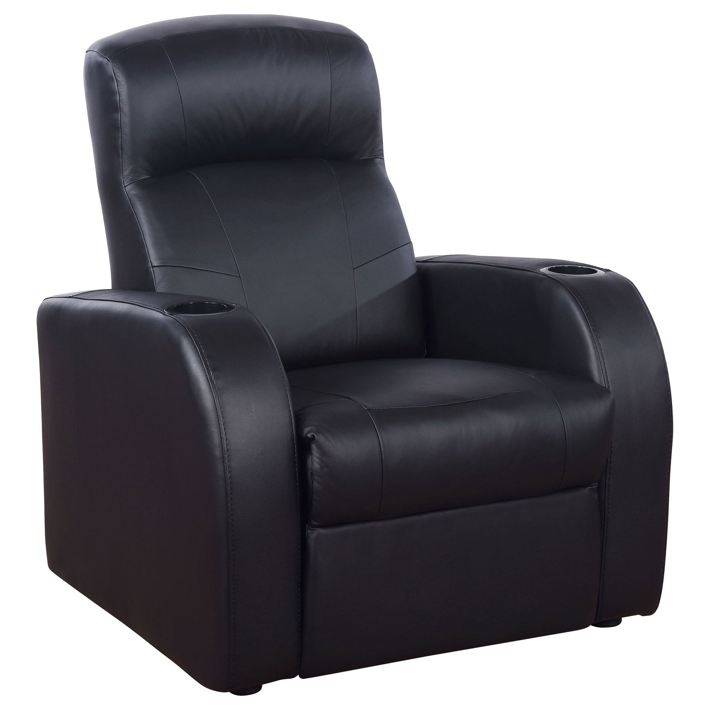 Franky - 7 Piece Seater Home Theater Set, Reclining Chairs & Storage Consoles - Black