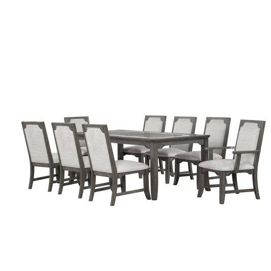 Lisbon - 7 Piece Dining Room Set (Rectangle Dining Table With 4 Chairs & 2 Arms Chairs) - Dark Gray / Gray