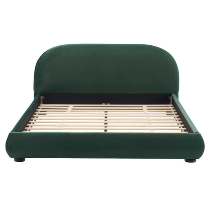 Upholstered Simple Modern Bedroom Bed With Curved Headboard