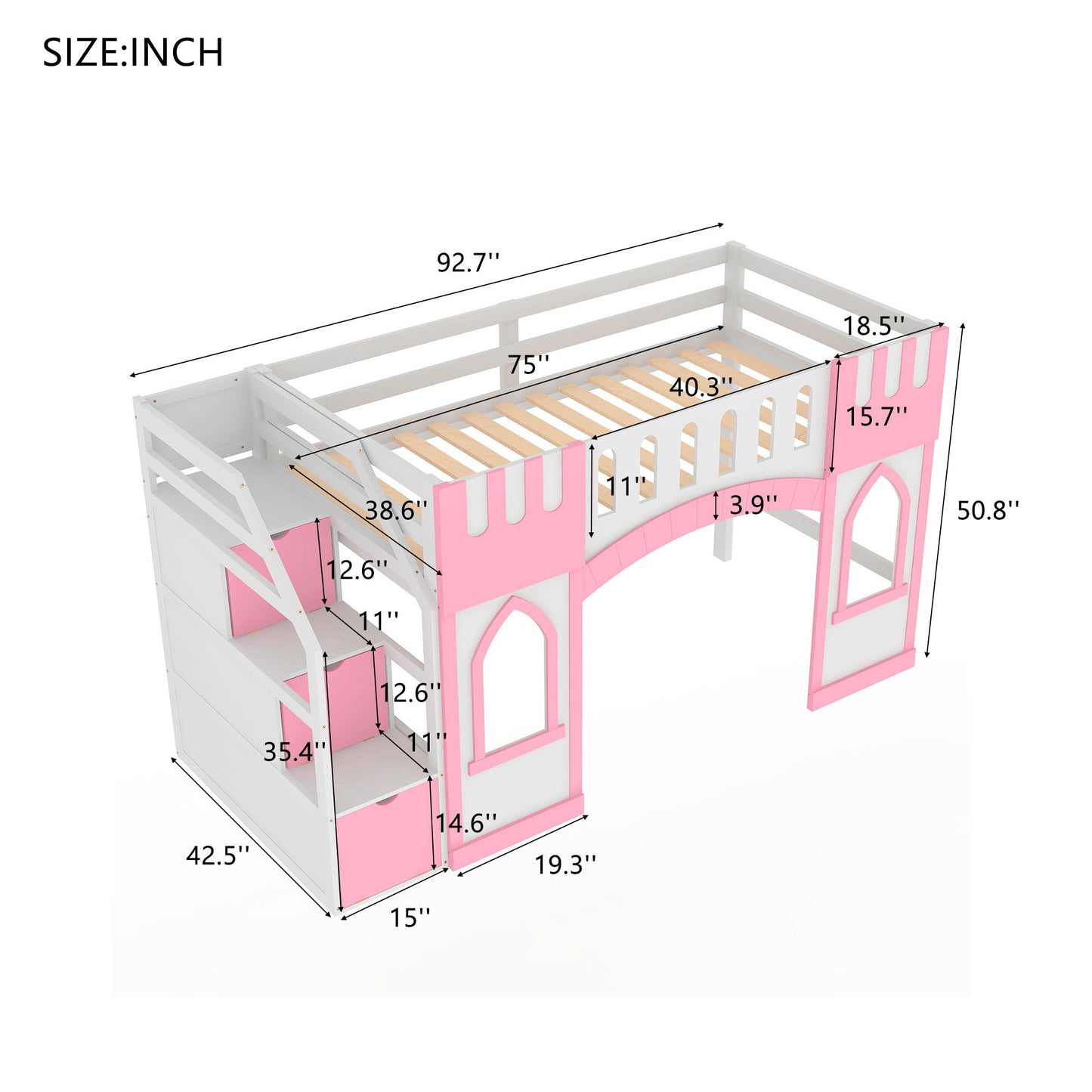 Loft Bed With Storage Staircase And Windows