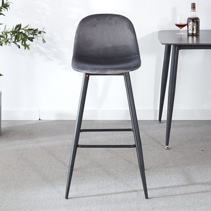 Bar Stool (Set of 2) Modern Counter Bar Height Chair With Back, Sturdy Metal Legs & Footrests, Island Stool For Kitchen Bar - Gray