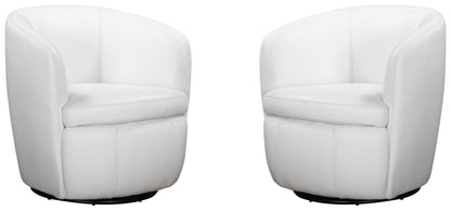 Barolo - 100% Italian Leather Swivel Club Chair (Set of 2)