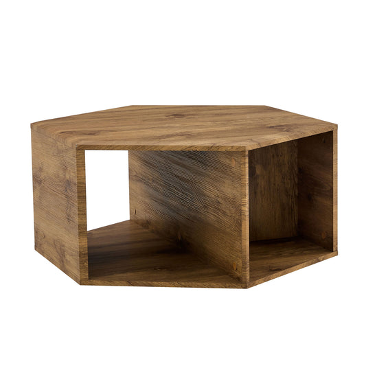 Hexagonal Coffee Table With Characteristic Pattern Stickers And Multi-Hole Design For Extra Storage