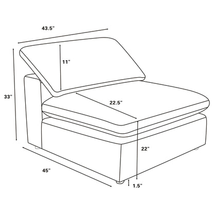 Segoura - Upholstered Armless Chair With Pillow Back, Living Room - Gray