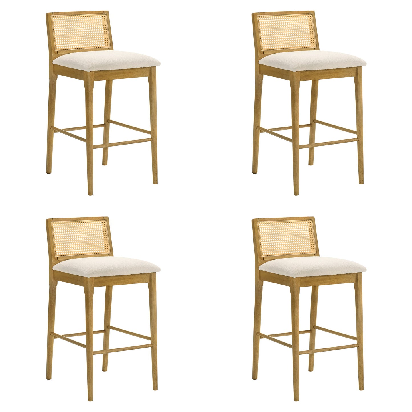 Tobias - Coastal Modern Wood Bar Height Kitchen Bar Stool
