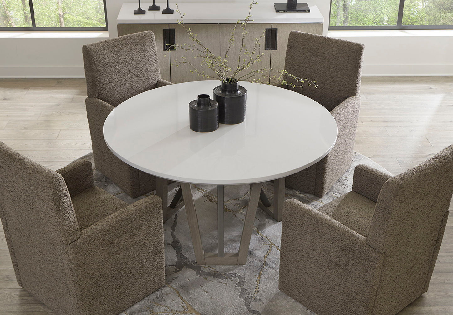 Pure Modern Dining - Upholstered Caster Chair - Himalaya Granite