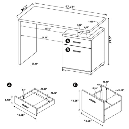 Contemporary Sleek Office Desk With 2 Drawers