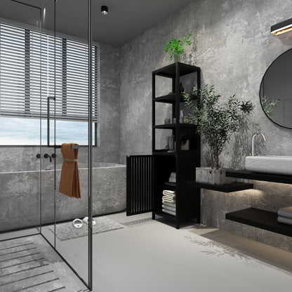 Storage Cabinet With Tall Tower, Multifunctional For Bathroom