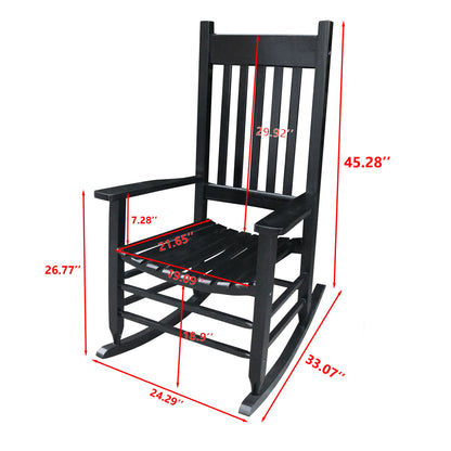 Classic Wooden Porch Rocker Chair White Populus Wood Comfortable Design
