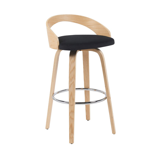 Sonia - Modern Swivel Bar Height Stool - Patterned Oak Wood Finish
