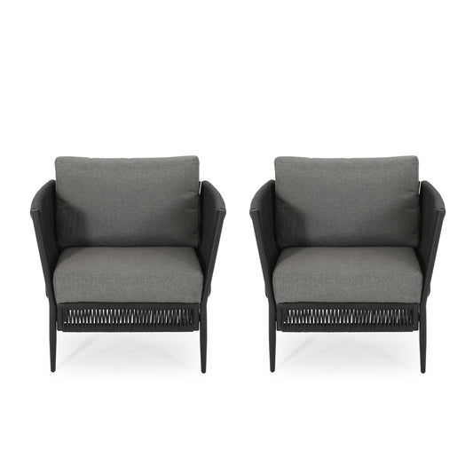 Hanford - Modern Club Chair With Woven Rope Design - Gray