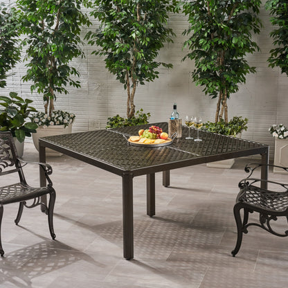 Outdoor Modern Aluminum Dining Table With Woven Accents