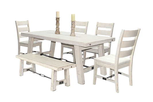 6 Piece Dining Set With Turn Buckle - White Sand