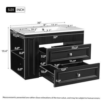 Wall Mounted Bathroom Vanity With 2 Drawers, Sink, Floating Storage Unit