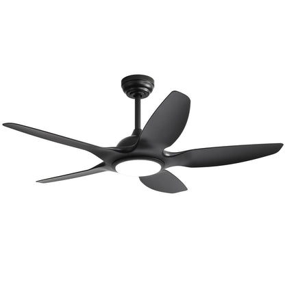 Ceiling Fan With Dimmable LED Light And Remote Control, 5 Blades DC Motor - Black