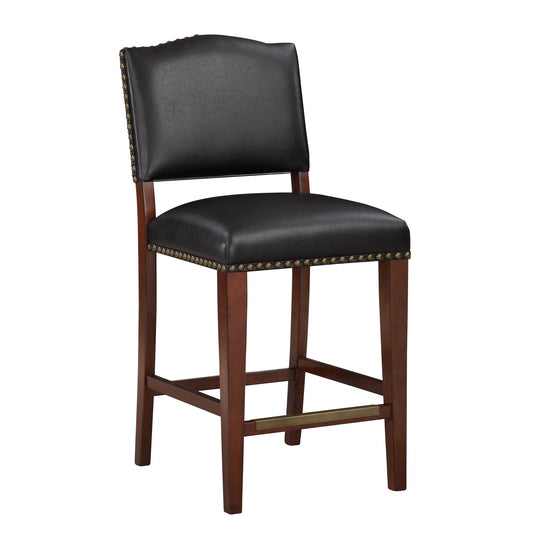 Danbers - Stationary Counter Stool With Nail Heads - Dark Brown