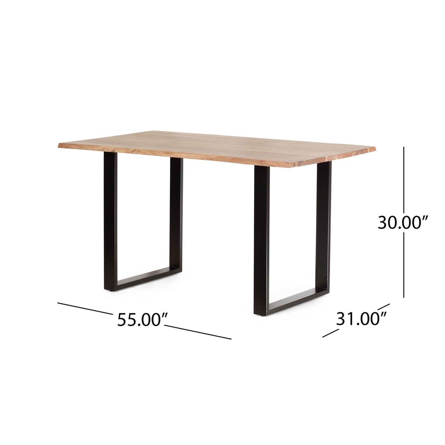 Dining Table With Top And Iron Frame - Natural / Black