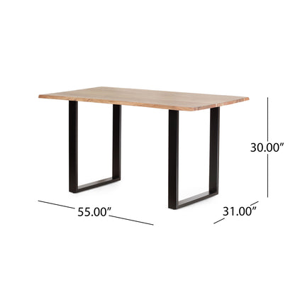 Dining Table With Top And Iron Frame - Natural / Black