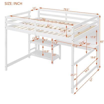 Loft Bed With Shelves, Desk And Writing Board