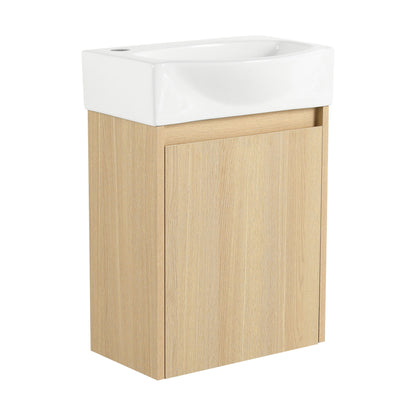Modern Bathroom Vanity With Ceramic Basin, Wall Mounted Floating Sink Combo, Storage Cabinet