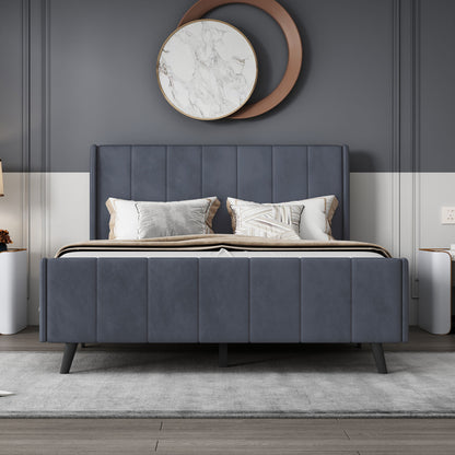 Upholstered Platform Bed Velvet