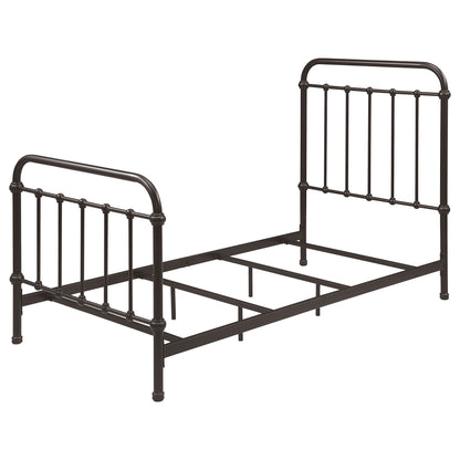 Twin Panel Bed With Ornate Design - Bronze
