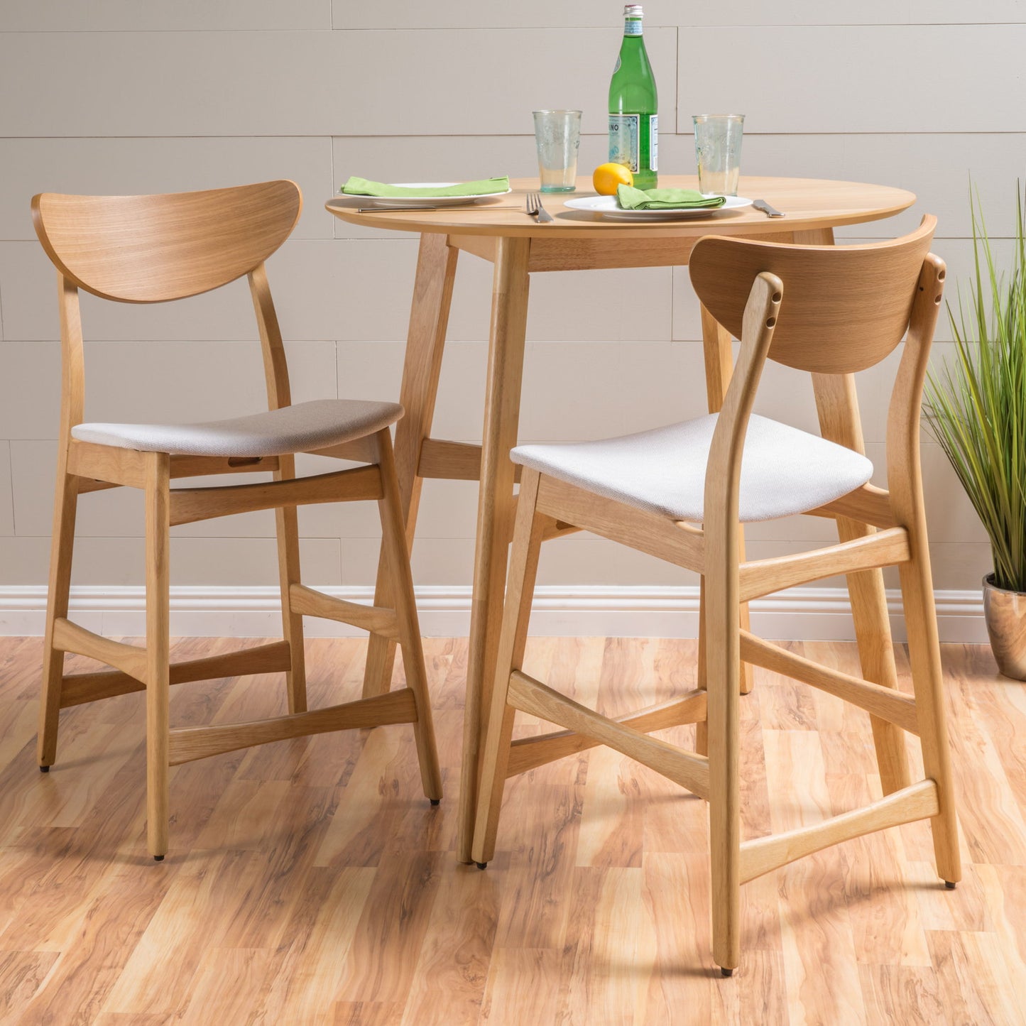 Retro Modern Counter Height Chair Set With Cushioned Seats