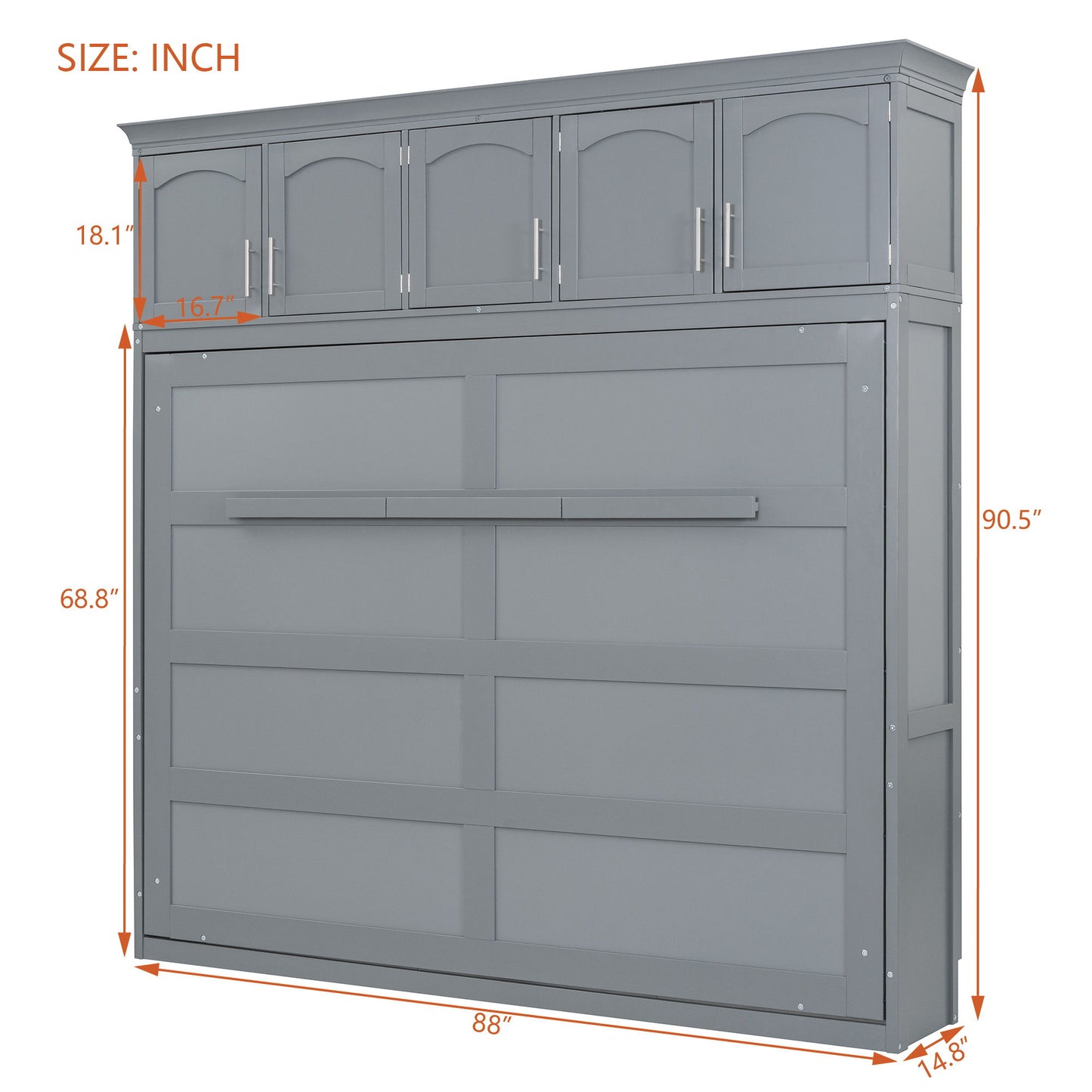 Murphy Modern Bed With Top Cabinets For Space Saving And Comfort