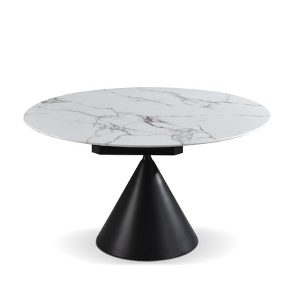 Abel - Extendable Round Dining Table - White