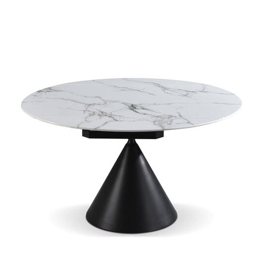 Abel - Extendable Round Dining Table - White