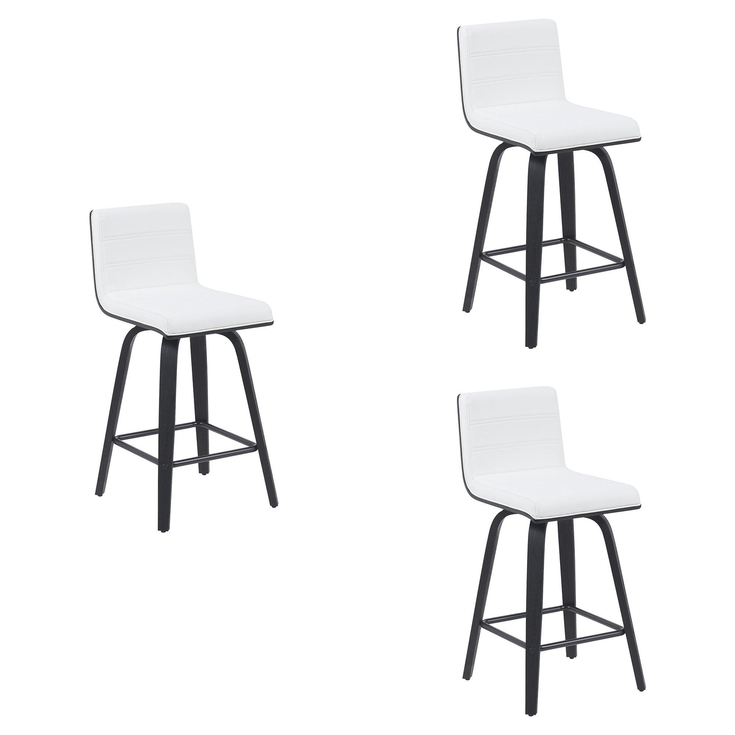 Vienna - Modern Counter Height Swivel Bar Stool - Black Brushed Wood Frame
