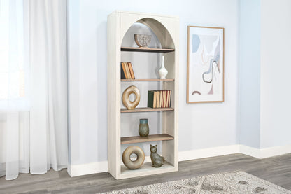 Tall Arched Wood Bookshelf With Open Shelving