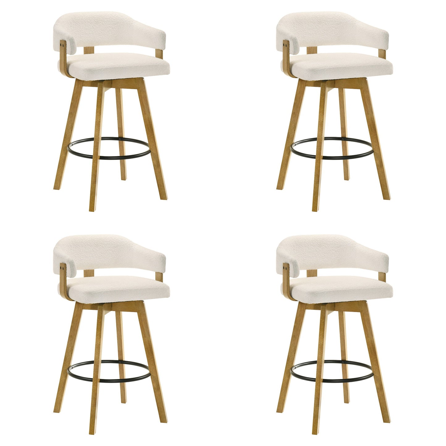 Callah - Contemporary Natural Wood Bar Height Kitchen Bar Stool
