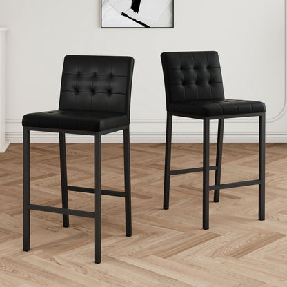 Modern Design High Stool With Metal Legs For Kitchen And Restaurant (Set of 2) - Black