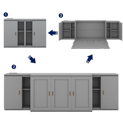 Murphy Bed With Shelves, Cabinets And USB Ports