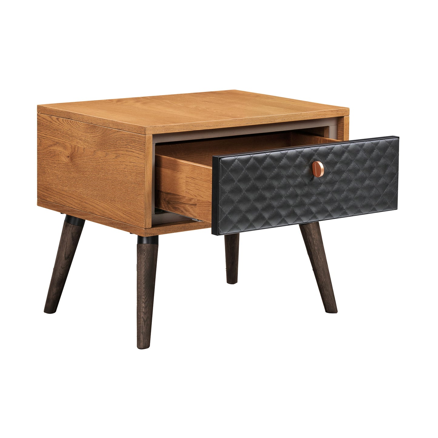 Coco - Single Drawer Oak Nightstand - Black