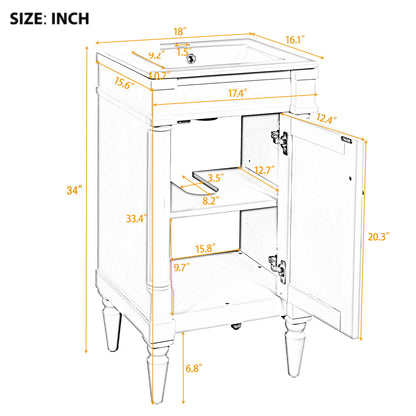 Bathroom Vanity With Sink, Storage Cabinet With Door, Drop In Sink, Compact Freestanding Design